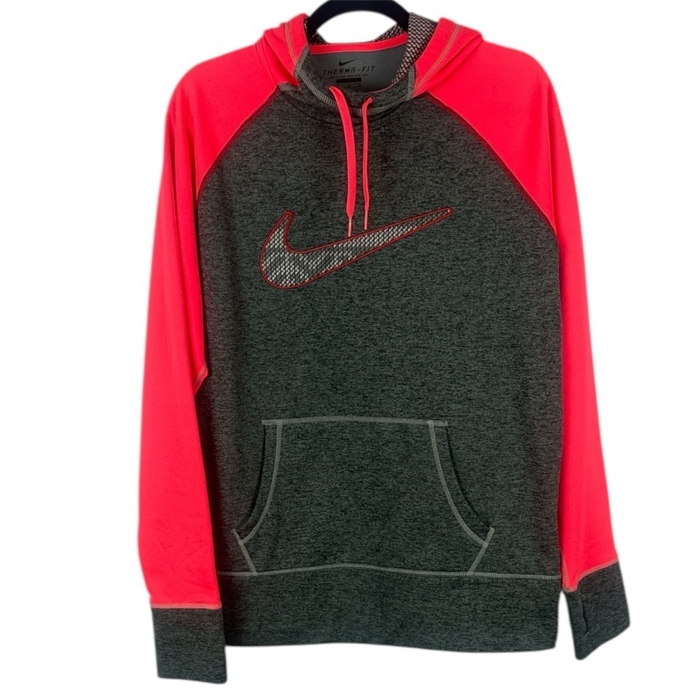 Nike Therma Fit Charcoal and Neon Pink Hoodie Size XL